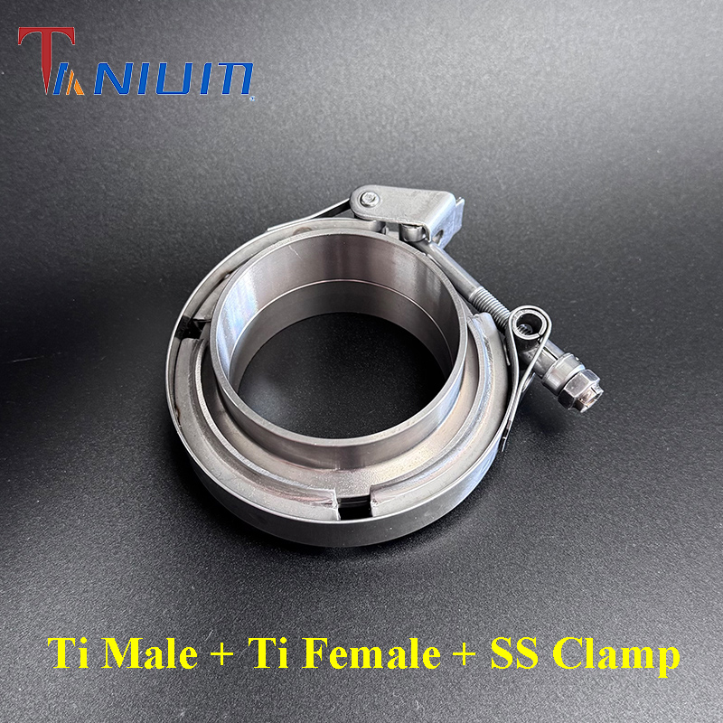 Pipe Clamp Bar - 32-127mmチタン製排気管フランジ オス+メス Vバンドフランジ ステンレス鋼クランプチューブコネクター付き 車用