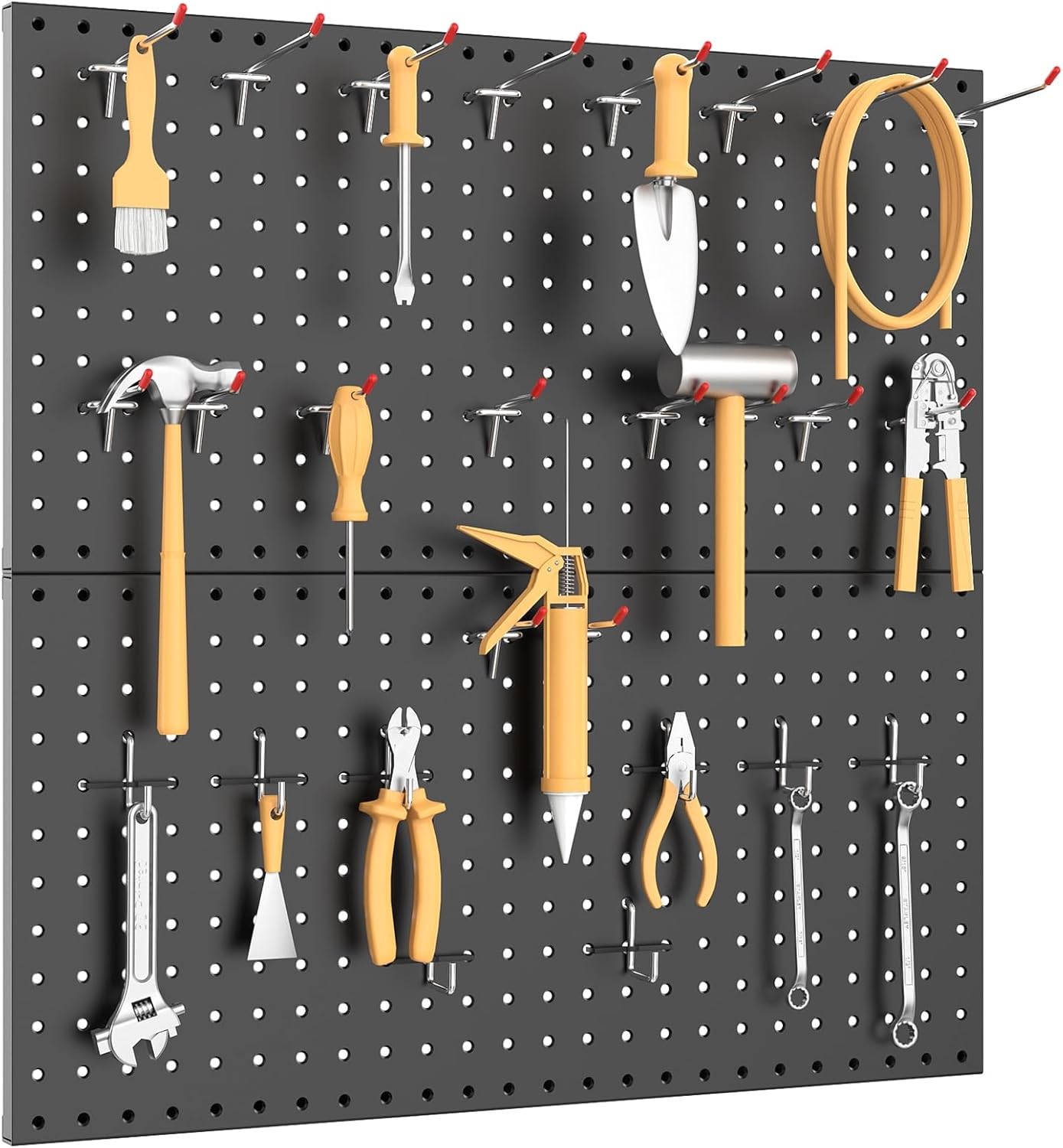 Workshop Tools Board - 2個入り [24x12インチメタルペグボードオーガナイザー] 24x12インチメタルペグボード、壁掛け棚、塗装仕上げ、マルチルームコンポーネント