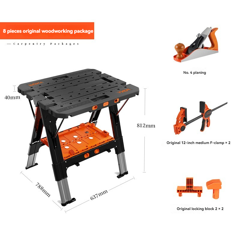 Workbench Portable Fold - 12インチクランプ付きポータブル折りたたみ作業台 - ガレージ、作業場、家庭用木工作業台