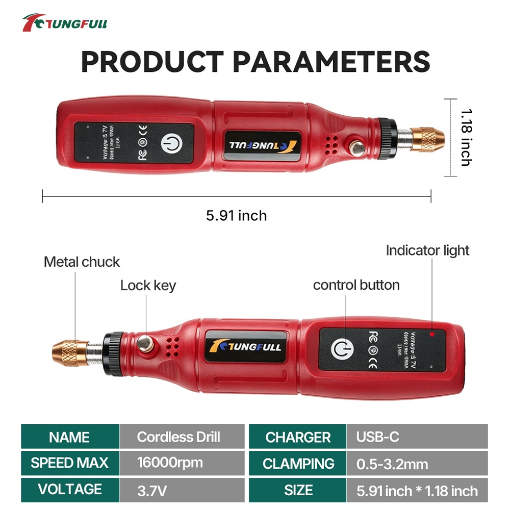 TUNGFULL 3.7V コードレスロータリーツール US - Power Tools For Workshop のレビューと価格