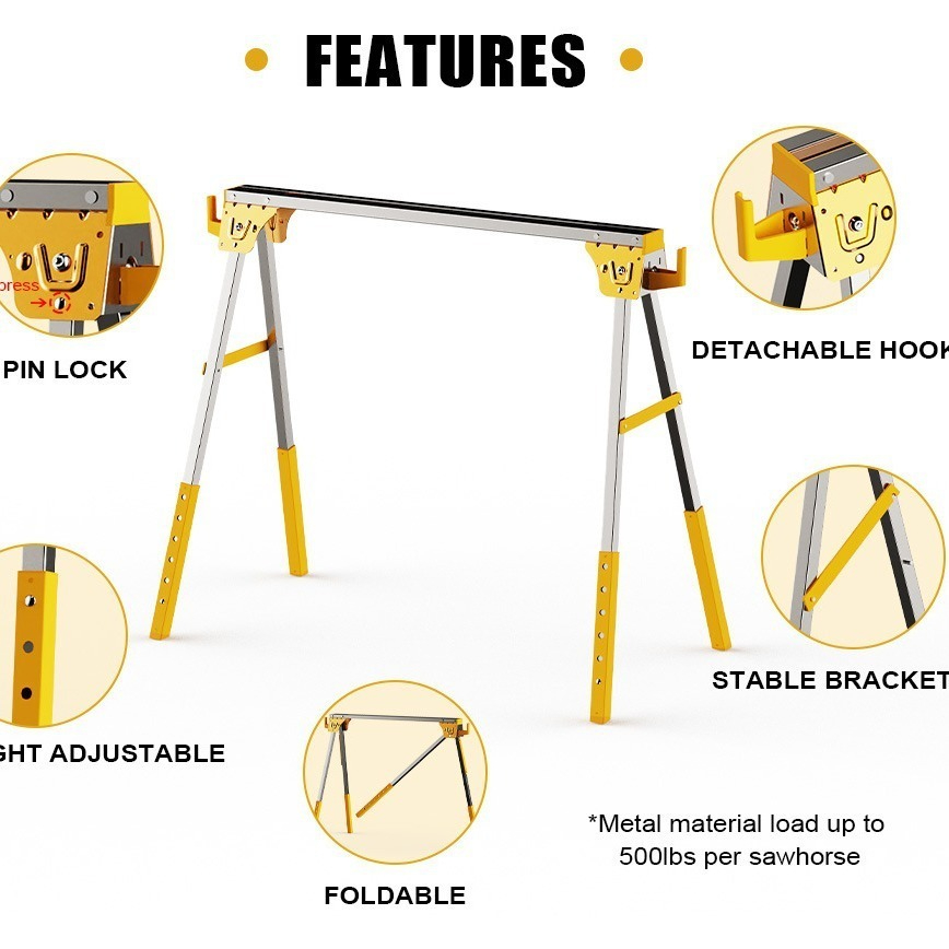 金属製の鋸台/鋸台スタンド、頑丈な鉄製ポータブル作業台NH- - Workbench Portable Fold のレビューと価格