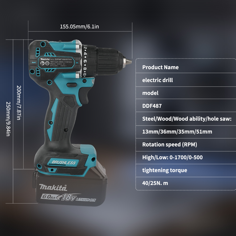 18V ブラシレスコードレスドリル 410W 40N·m 2 - Power Tools For Workshop のレビューと価格