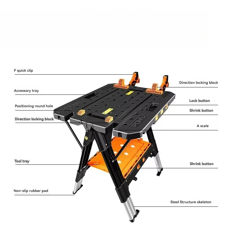 12インチクランプ付きポータブル折りたたみ作業台 - ガレー - Workbench Portable Fold のレビューと価格